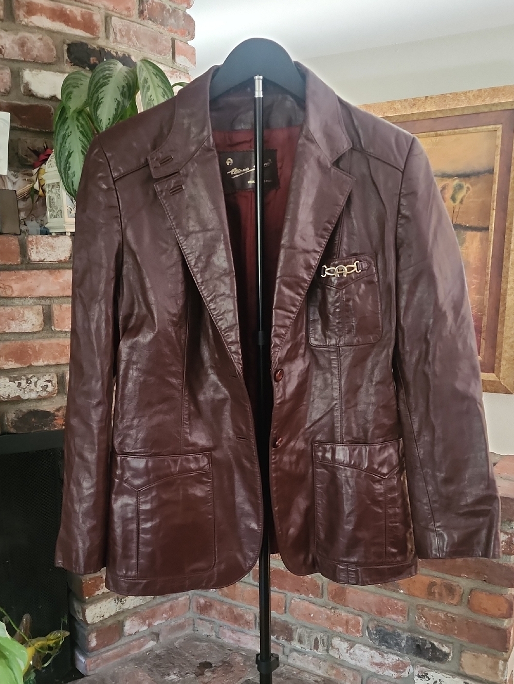 Etienne Aigner Vintage Burgundy Leather Jacket Tailored Luxe 90s Dark Academia